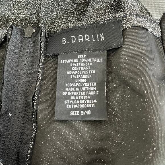 B. Darlin Black Metallic Tulip Hem Sleeveless Mini Sheath Dress Juniors 9/10 NWT - Picture 4 of 14